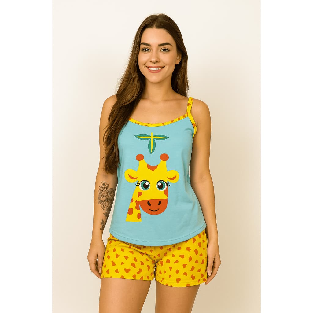 Baby Doll Alcinha Pijama Feminino Adulto Estampado Personagens Verão Virgínia