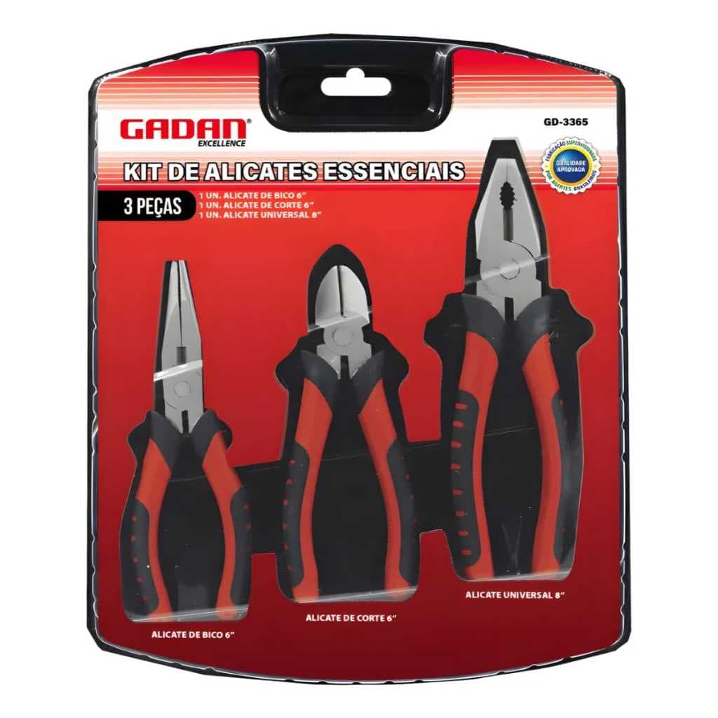 Kit De Alicates Essenciais - Bico 6 , Corte 6 Universal 8 Gadan