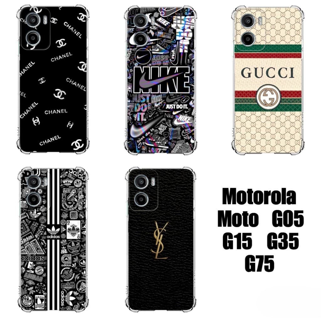MOTOROLA MOTO G05 G15 G35 G75 Capinhas Capas TPU Marcas de Luxo Grife Esporte Proteção Anti Impacto Riqueza Ostentação