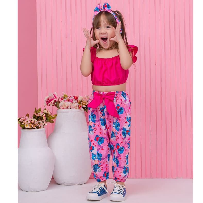 Conjunto Infantil Menina Blogueirinha + Tiara | 1, 2 e 3 ANOS