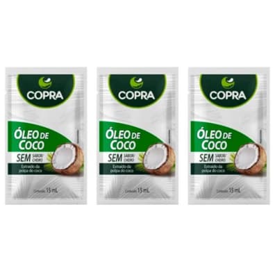03 Und Óleo de Coco  Sachê Sem Sabor/ Cheiro 15ml - Copra