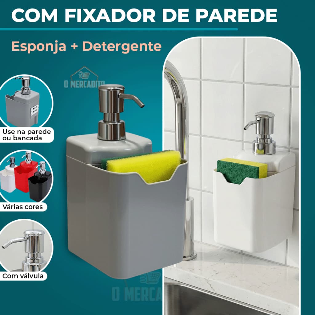 Dispenser Pia Porta Detergente e Esponja Bucha Cozinha