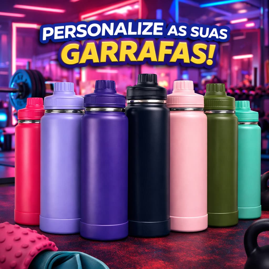 Garrafa Térmica 600ml Personalizada Alça E Tampa Antivazamento Para Exercícios Físicos