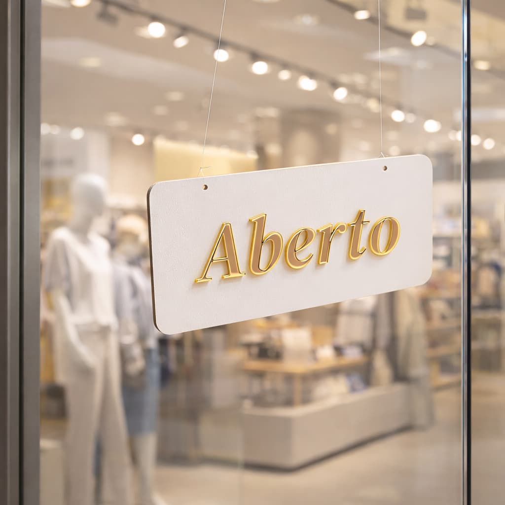 Placa Aberto Fechado MDF e Acrílico