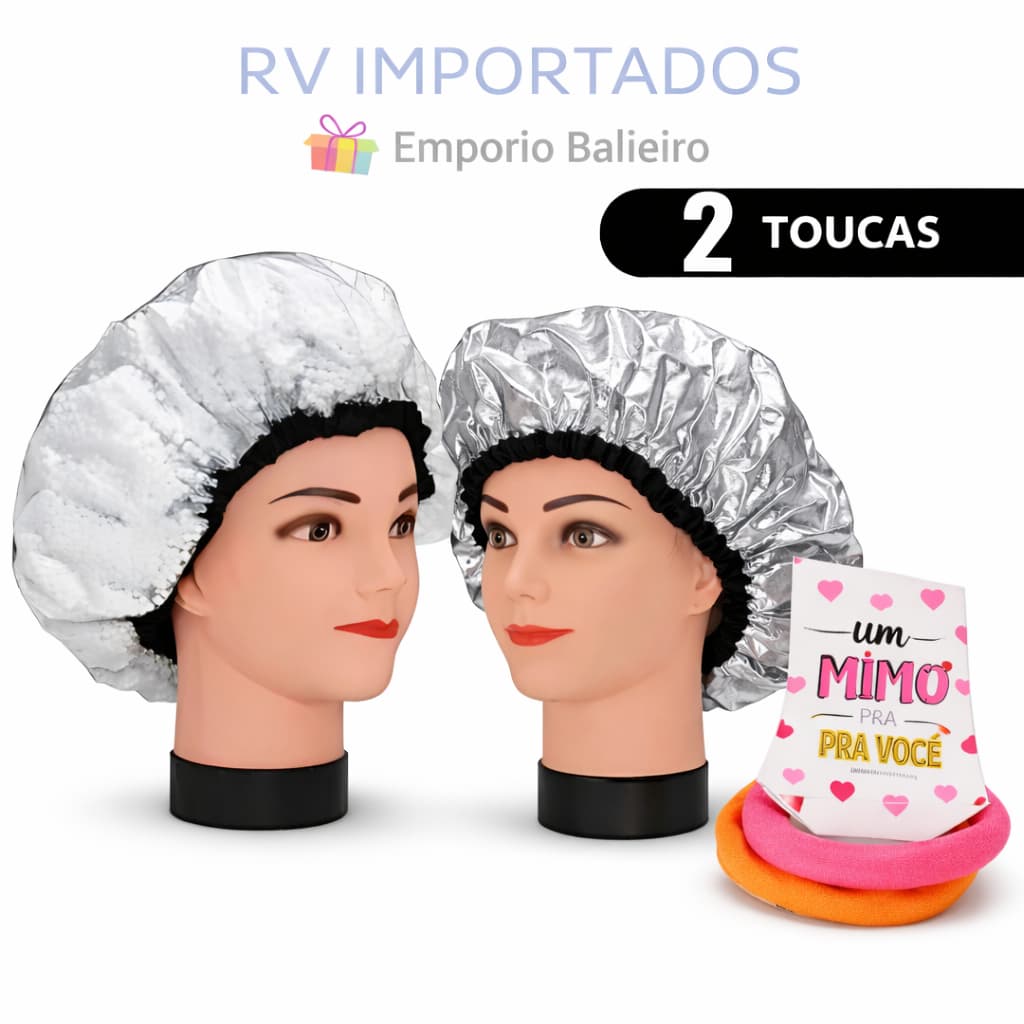 kit 2 Touca Isopor Metalizada Para Amaciamento e Hidratação POTENCIALIZE SEUS RESULTADOS + 1 Mimo