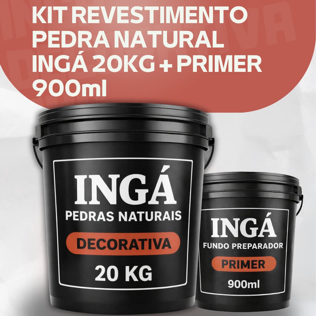 Kit Revestimento Pedra Natural 20kg + Primer Fundo Preparador 900ml -Papel de Parede Líquido Premium