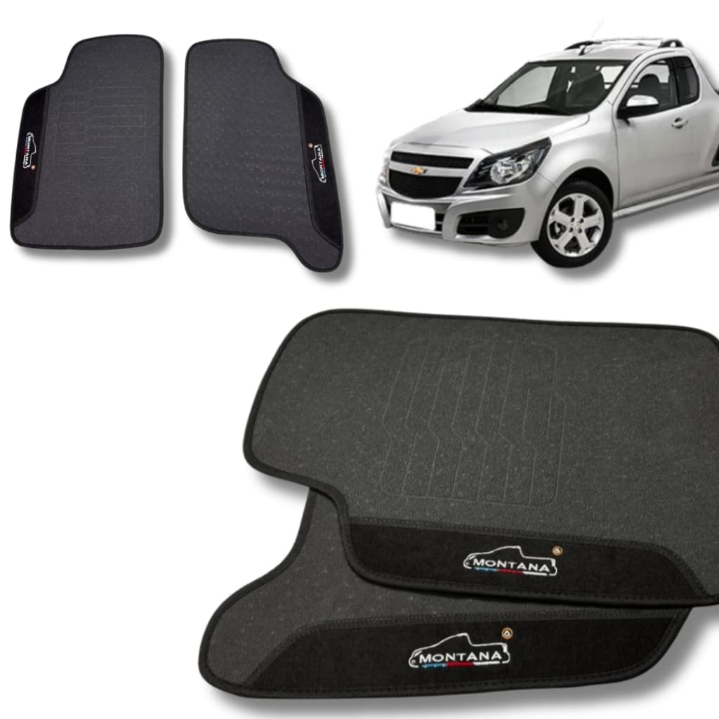 Jogo Tapete Emborrachado Chevrolet Montana Cs Personalizado Preto