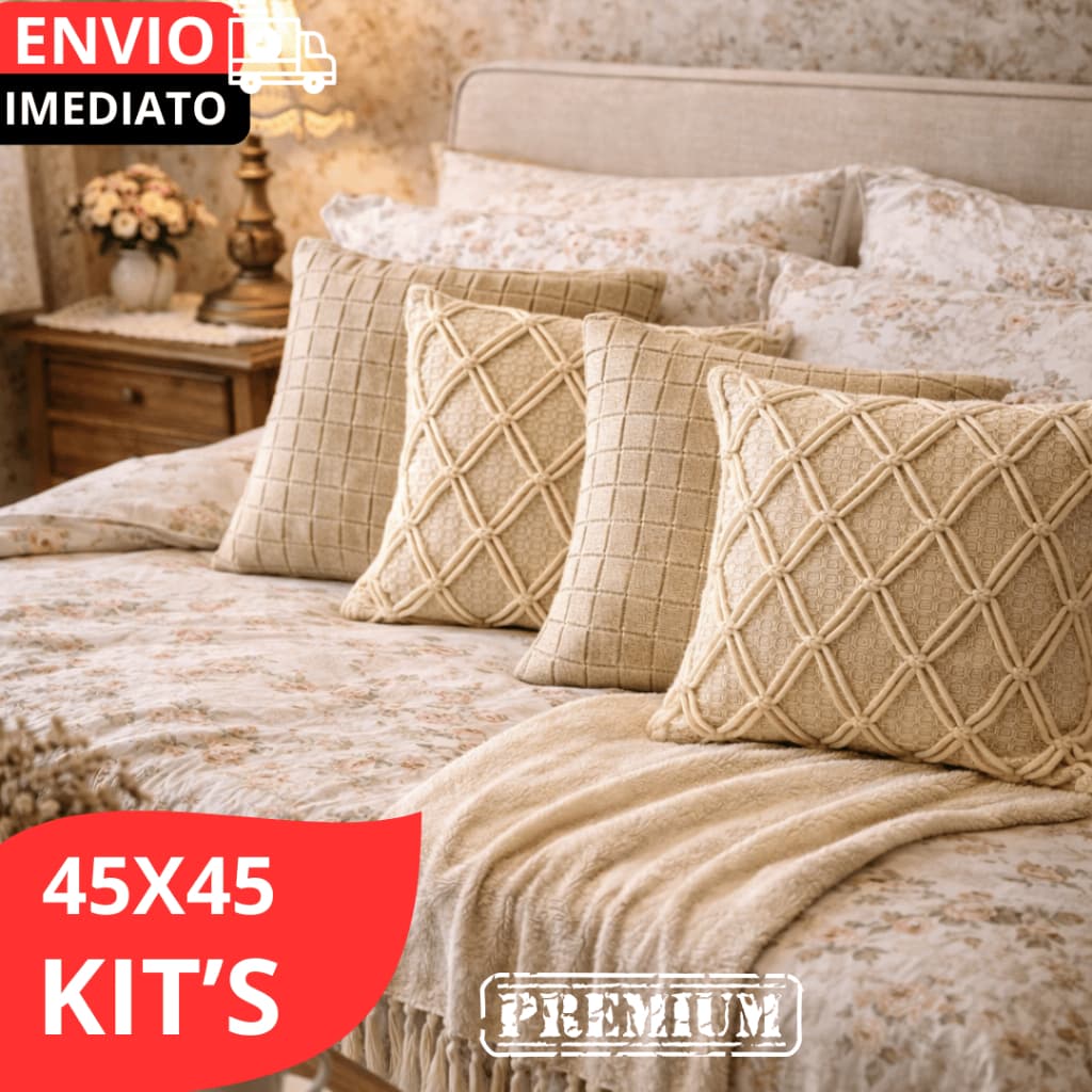 KITS 1/2/3 CAPAS DE ALMOFADAS FEITAS À MÃO BOHO CHIC  ARTESANATO MINEIRO, MODERNA DECORATIVAS 45X45.