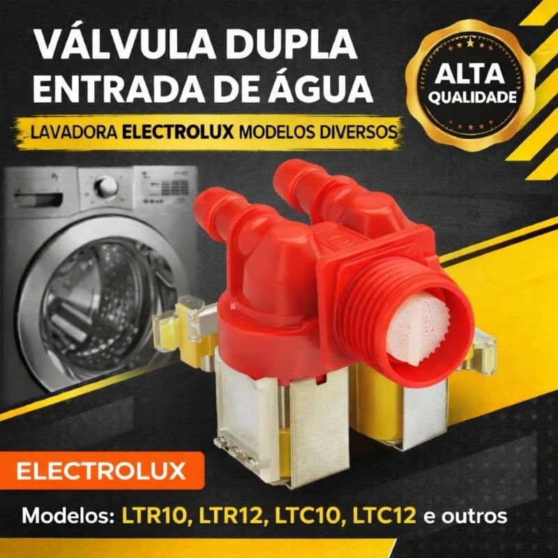 Válvula de Dupla Entrada de Água para *Lavadora Electrolux* - Modelos: LTR10, LTR12, LTC10, LTC12, LTS12 - 127V