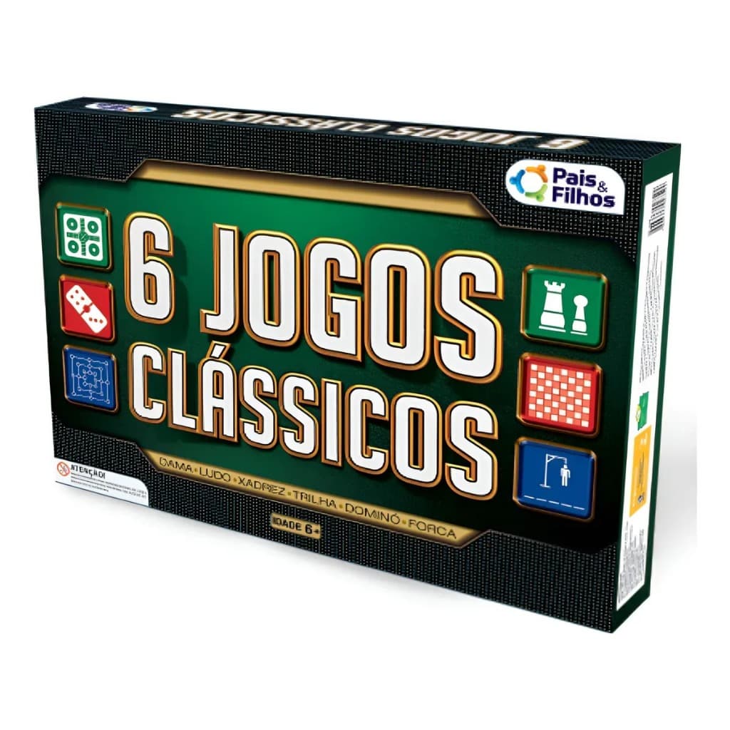 06 Jogos Clássicos De Tabuleiro Top Line - Pais E Filhos