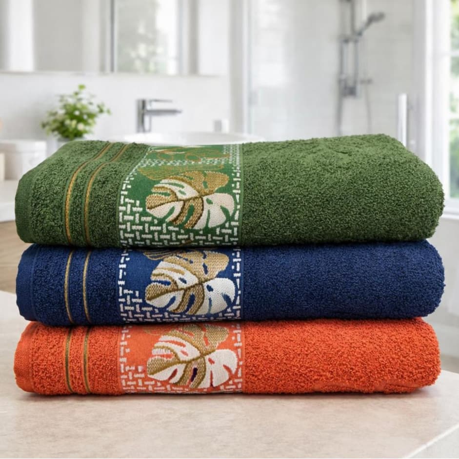 Kit 3 Toalha Banho Botanic Macia Luxo Premium 100% Algodao Absorção Rápida