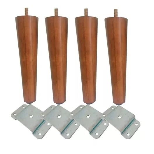 KIT 4 Pé Palito 30cm 4 chapinha Para Poltrona Puff
