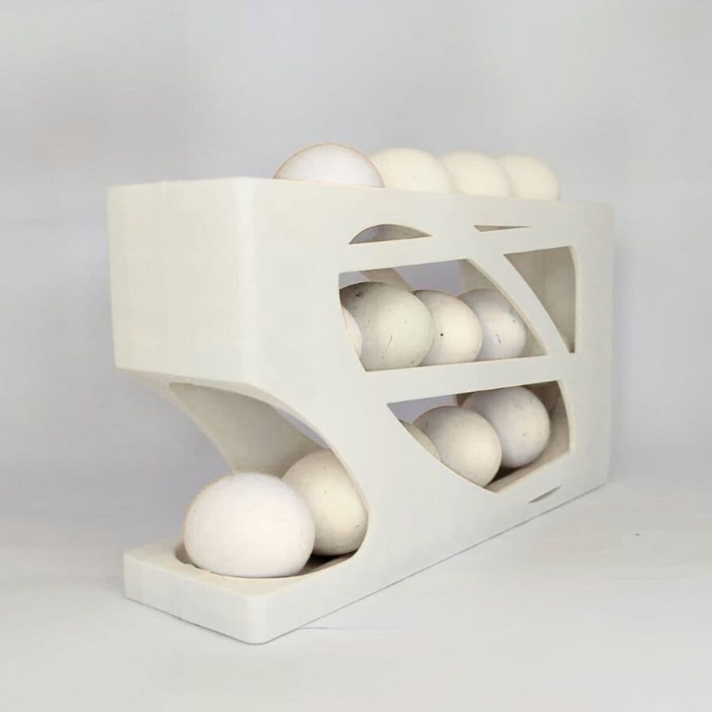 Suporte Organizador Para Ovos Com Sistema De Rolamento Branco