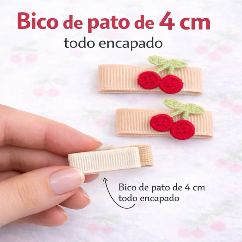 MIni Lacinho Bebê kit 2 Laço Infantil Artesanal Presilha Delicado para Recém Nascido Cerejinha