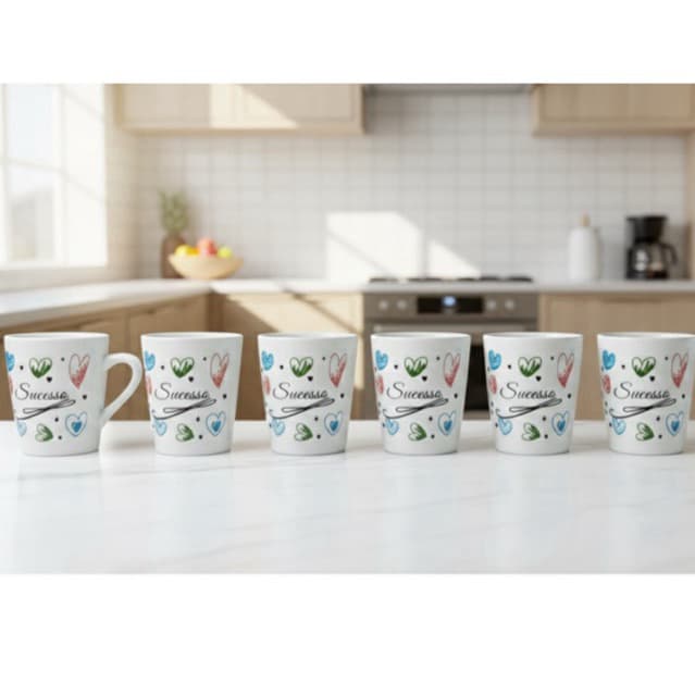 Kit Caneca Frases Sucesso 120ml Porcelana Xicara Chá Café Te Amo Presente Criativo
