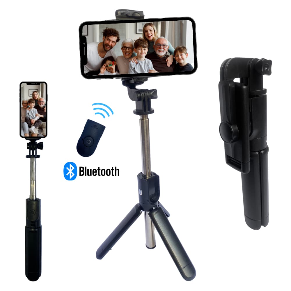 Bastão Pau de selfie Tripé Retrátil Com Luz LED Controle Bluetooth Celular