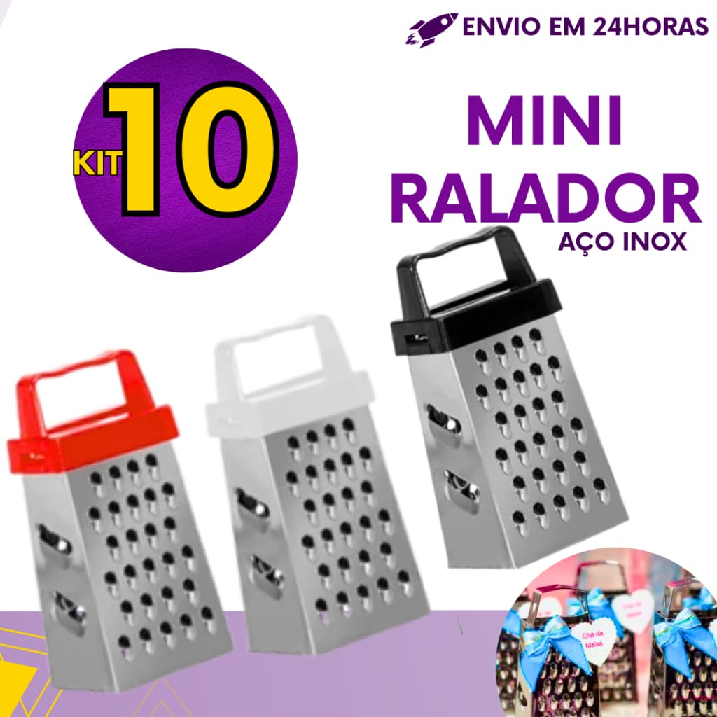 Kit 10, 30 ou 50 un - Mini Ralador 4 Faces Aço Inox 8cm Para Lembrancinhas Decoração Temperos