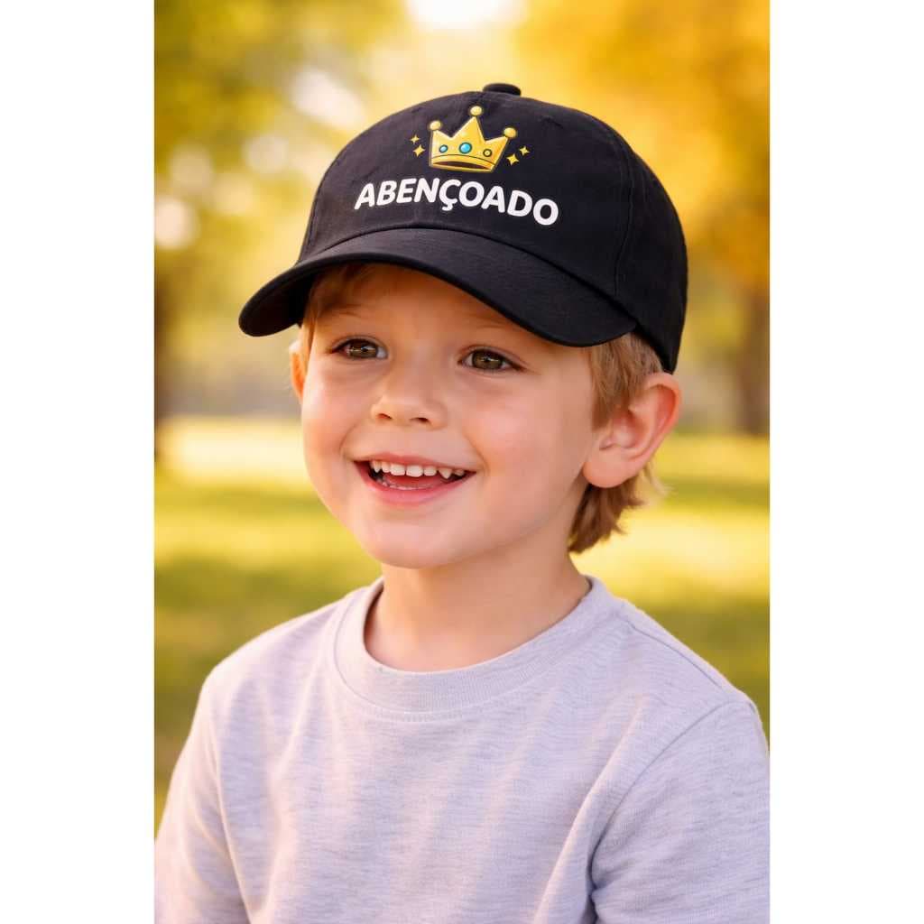 Boné Infantil Estampado Abençoado Ajustável  Menino  Confortável 2 a 6 Anos bone infantil