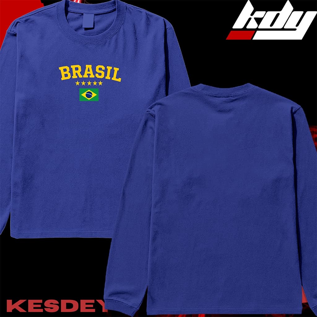 Moletom Masculino Azul Brasil Com Capuz Bolso Canguru Casual Confortável