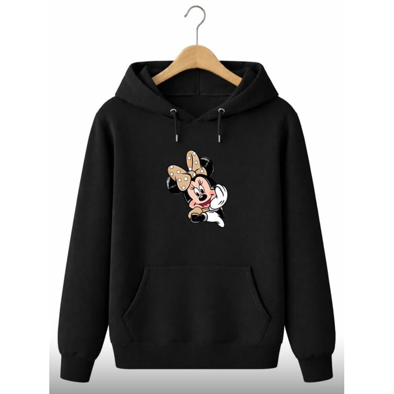 Moletom Minnie Blusa De Frio Feminino Casaco Algodão Bolsos e Capuz