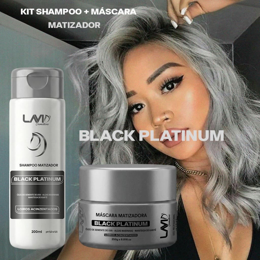 kit mascara matizador + shampoo platinum acinzentado Experience color LAVID