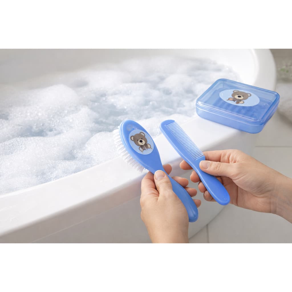Kit Higiene Bebe Escova de Cabelo, Pente e Saboneteira Petita
