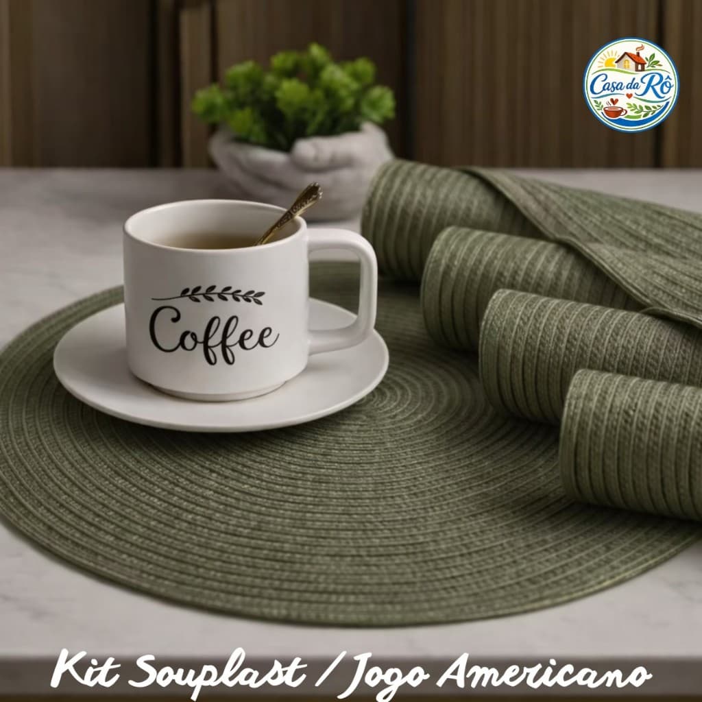 Kit 2/4 Peças Jogo Americano Redondo Sousplat Cozinha Jantar Descanso de Prato Sousplat Cozinha
