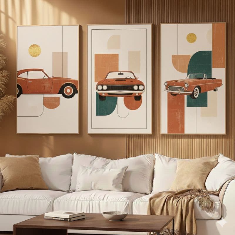 Trio Quadros Mosaico 60x40cm Borda Infinita H.e.p Decore - MDF Premium Sem Furos