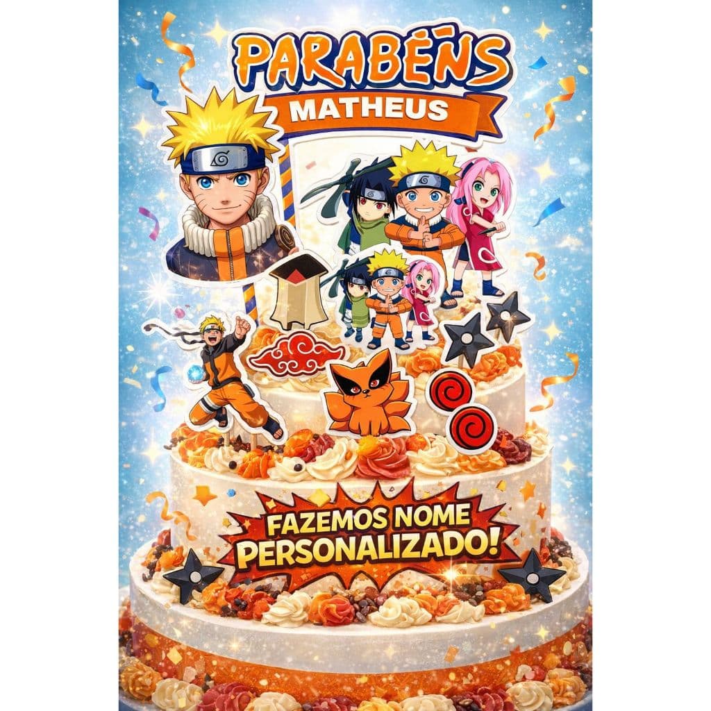 Topo Topper Bolo Naruto Personalizado