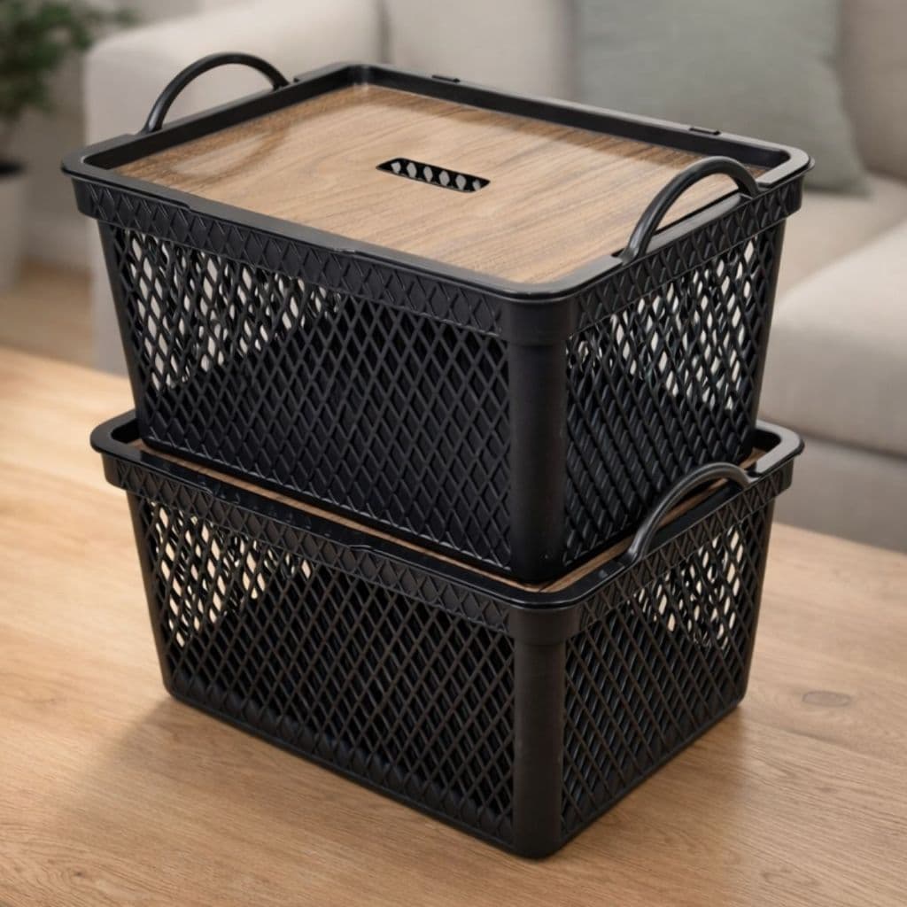 1/2/4 Caixas Organizadoras Com Tampa 20L - Cesto Organizador Roupa Suja Multiuso Lavanderia Banheiro