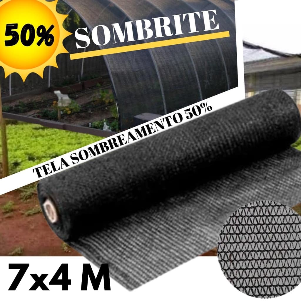 Sombrite 50% 7x4 Metros Tela Sombreamento para Horta Orquidário Jardim Estufa Resistente Proteção UV