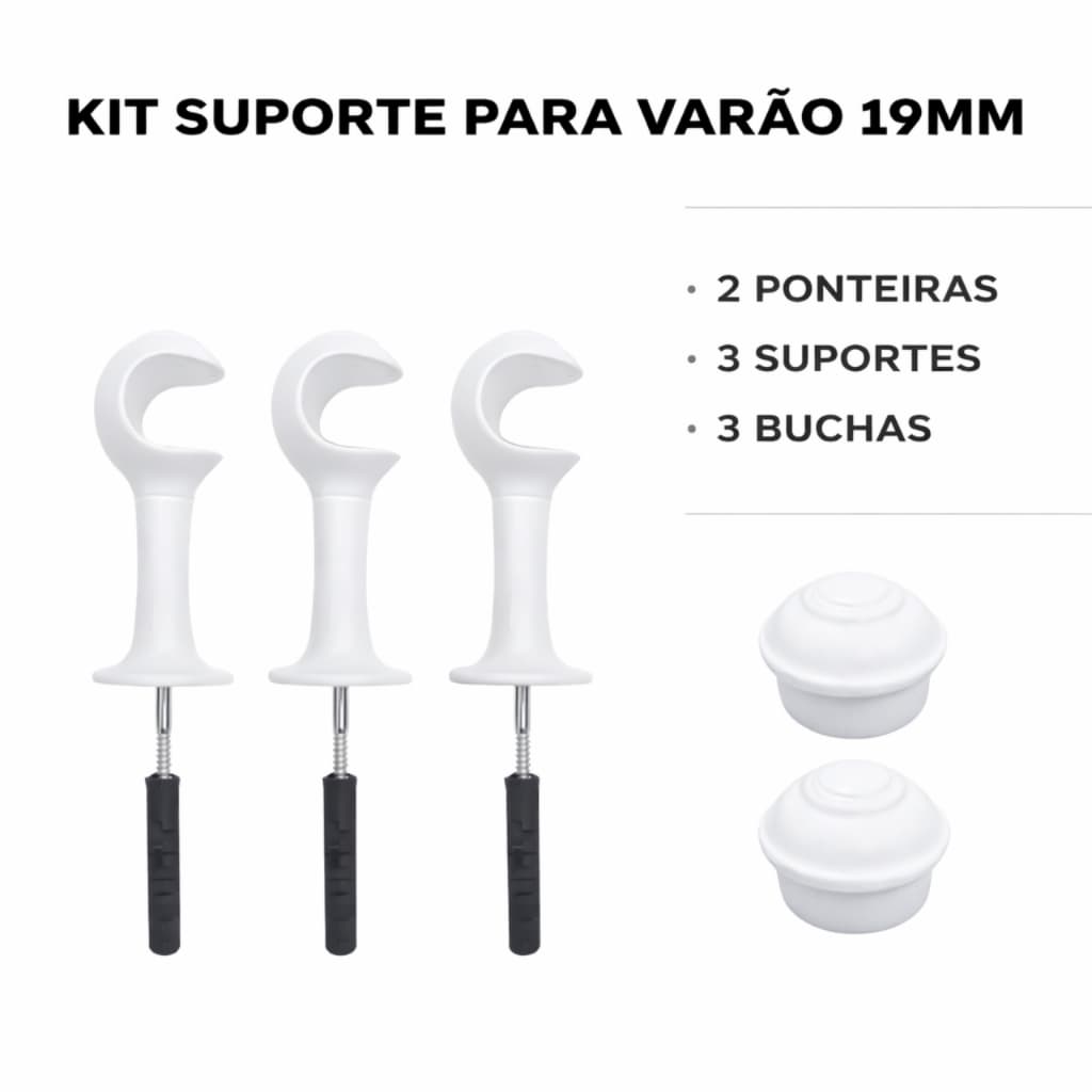 3 Unidade de Suporte 19mm Para Varão De Cortina