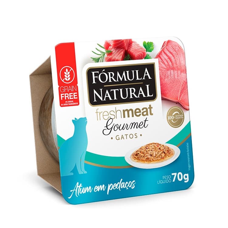 KIT COM 3 UNI - Fórmula Natural Gourmet Gatos Adultos Atum em Pedaços 70g ( patê / fresh meat )