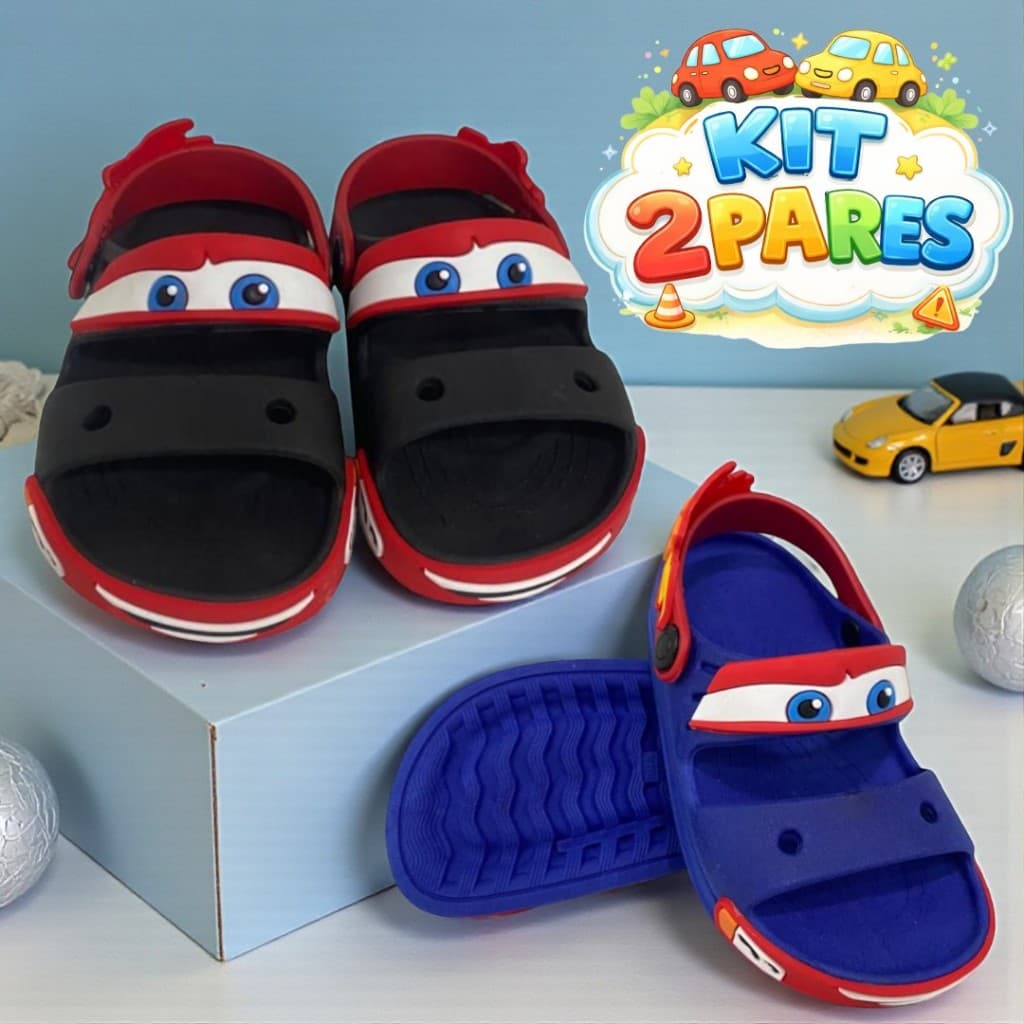 Kit 2 Pares Sandália Papete Infantil Menino Estilo e Conforto Personagens
