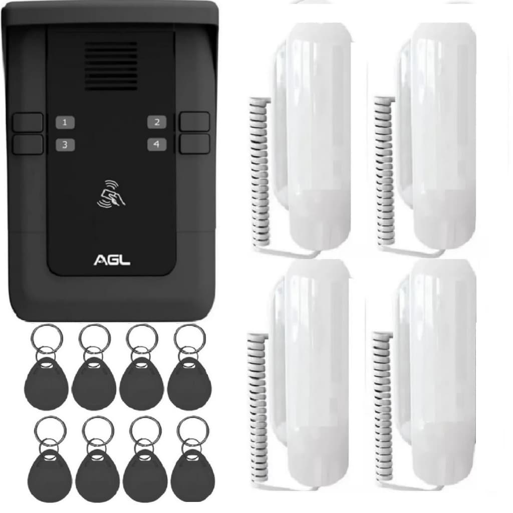 Kit De Porteiro Coletivo S-500 Montado 4 Ponto De Interfones P100 e 8 Tags