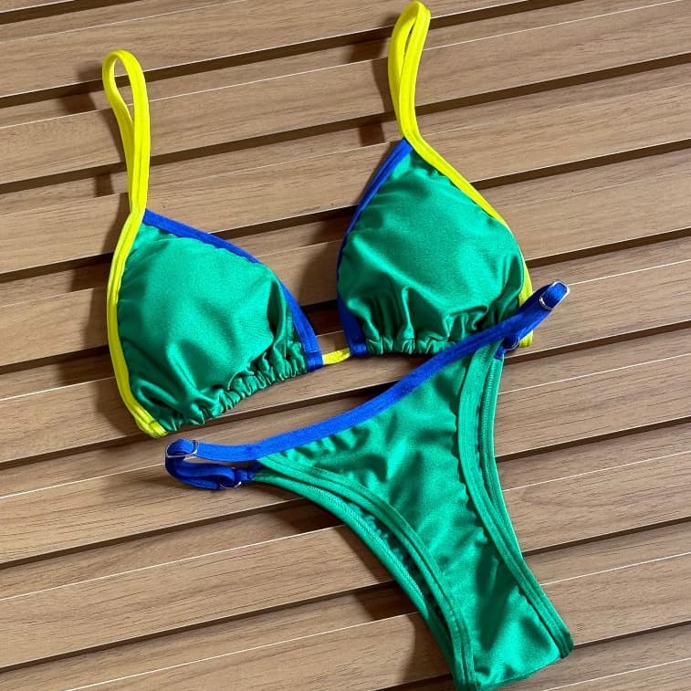 Biquíni Cortininha Feminino Estampado Brasil Fio Duplo PMG Citrine Original