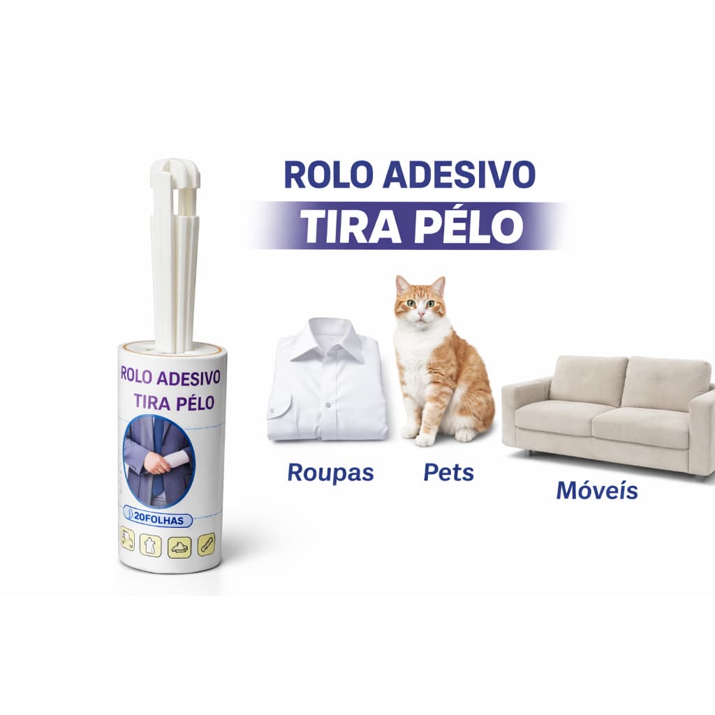Kit Com 2 Rolinho Tira Pelos Tira Pelo Adesivos Limpa Plumas Fiapos Roupas Estofados Solução Pratica