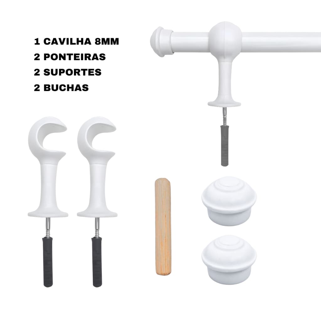 Varão de cortina de madeira 1,00 mts 19mm Várias cores