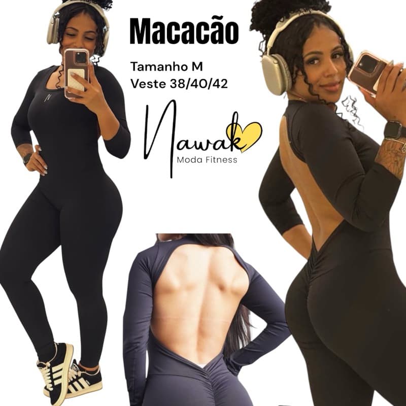 Macacão Fitness Moda para academia Malha Poliamida Zero Transparência