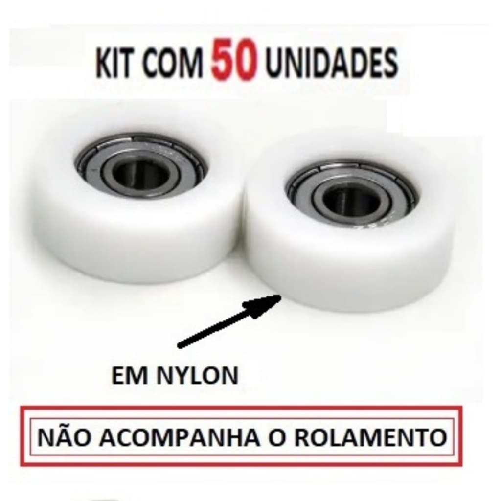 KIT COM 50 SUPORTES - CALÇO ROLAMENTO 608 30MM