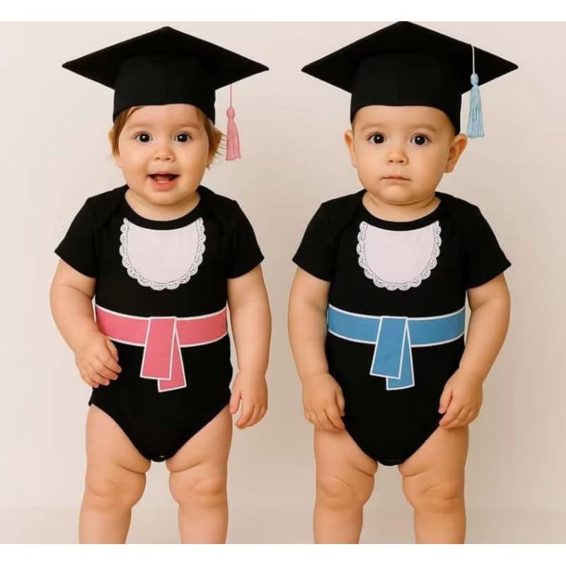 Kit Body bebê + Capelo Tema Formatura Mesversario Menino e Menina