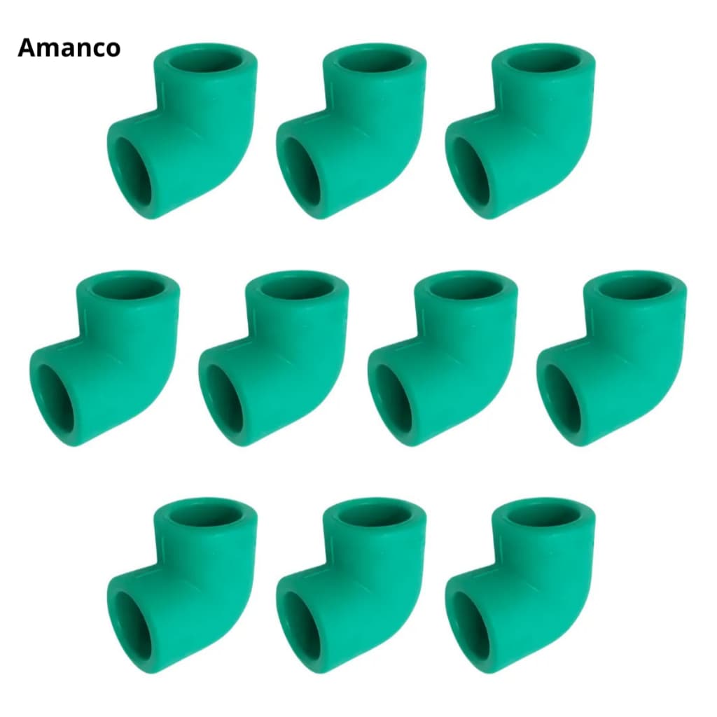 Kit 10 Joelho Cotovelo 25mm 90 graus Ppr Verde Amanco água quente e fria