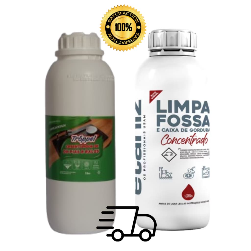 2 Desintupidor fossas pias ralos banheiros e esgotos 1 litro Troppel ou Etaniz ENVIO HIPER RÁPIDO