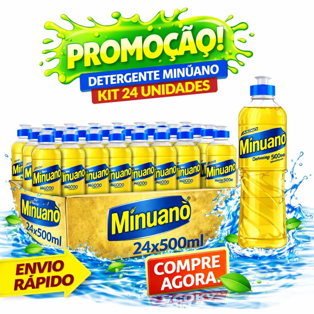 KIT 6,12 ou 24 Un Detergente Líquido Minuano NEUTRO 500ml Original-Economia Garantida-Mais Vendido