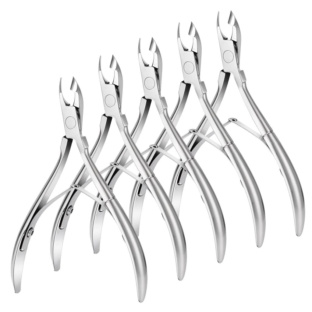 Kit 5 Alicate  Unha Removedor, Cortador Cutícula P/ Manicure  C/Mola Dupla Afiado em Aço Inox