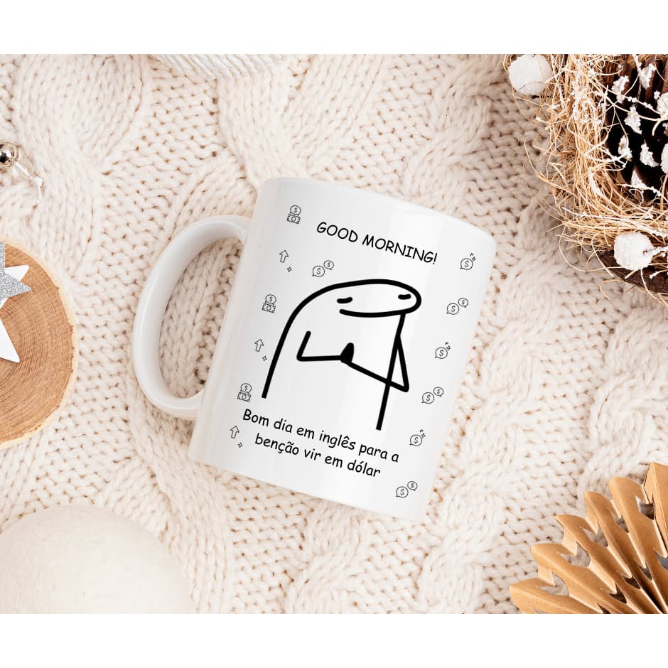 Caneca engraçada Flork - Bom dia em Inglês - 325ml - Personalizada