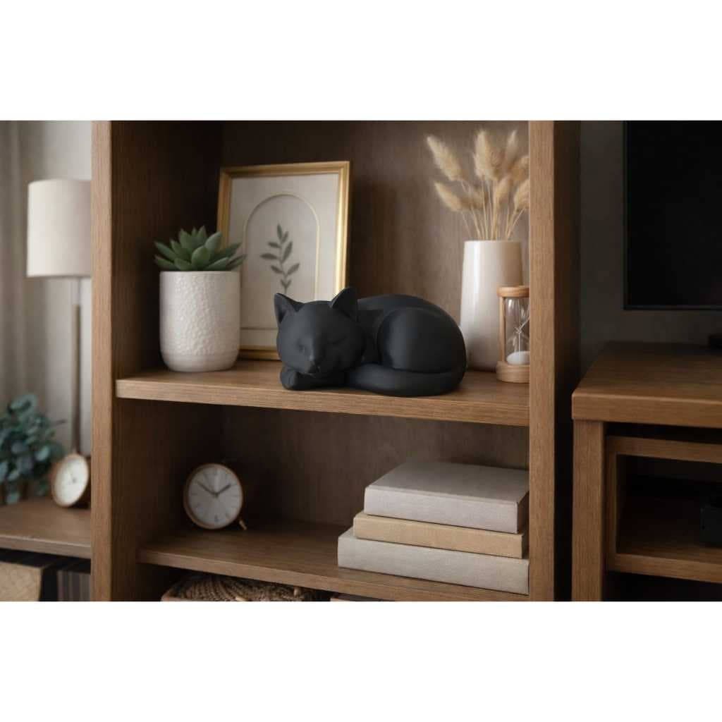 Gato Decorativo Minimalista Branco e Preto - Estátua Enfeite Luxo para Estante,Sala, Quarto,Escritorio