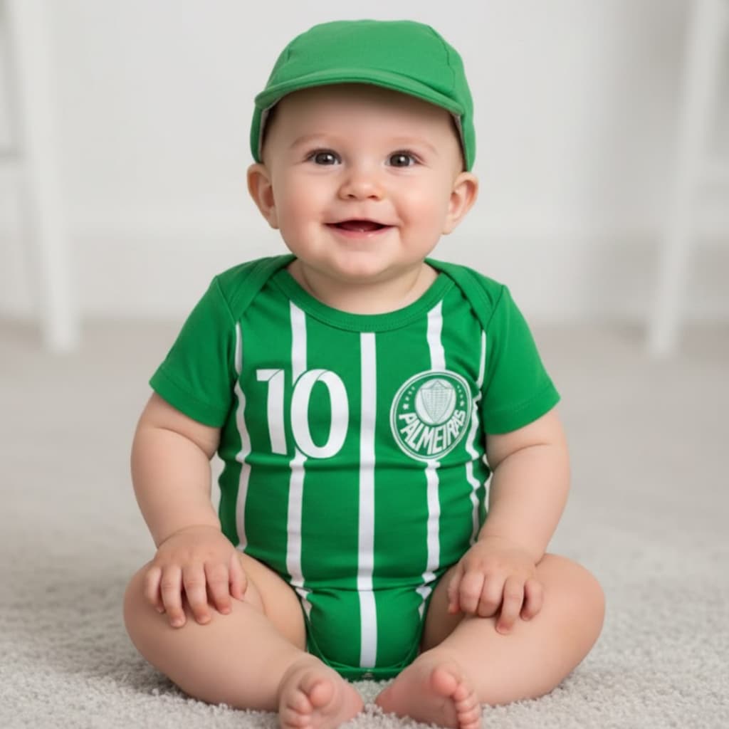 Body Bebê Infantil Mêsversário Temático Time Verdão Super Confortável Linha Premium