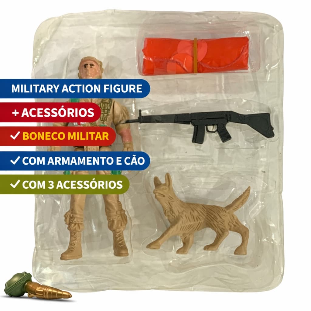 Kit c/2 Bonecos de Soldado Militar Brinquedo Action Figure Articulado Figura De Ação
