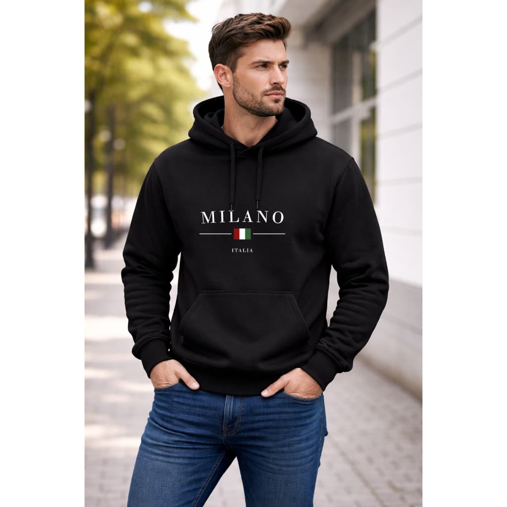 Moletom Milano Canguru Masculino Com Capuz Inverno Casual Básico